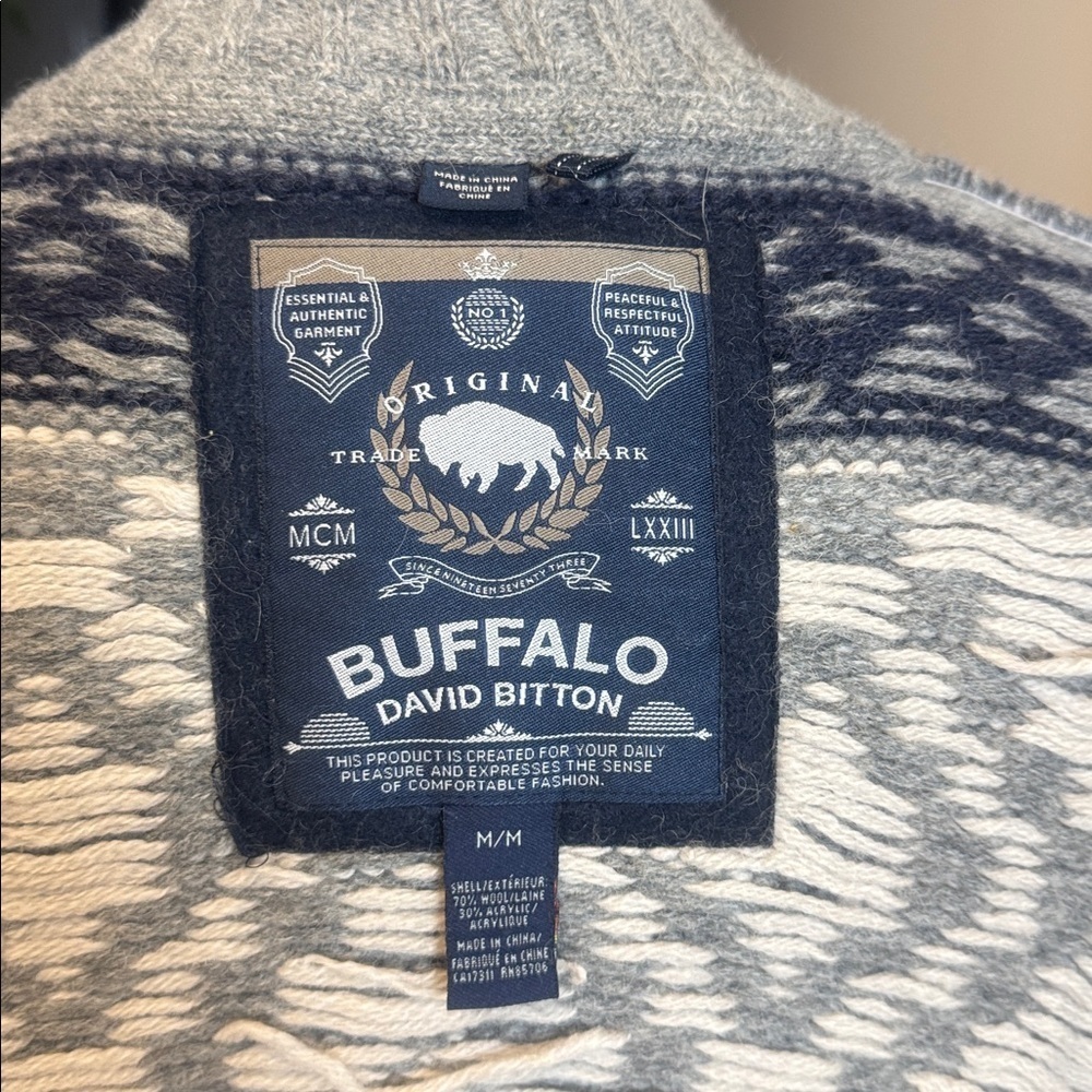 Buffalo David Bitton Chowichan-Style Wool Sweater | Nordic Knit | Size M - Picture 6 of 6